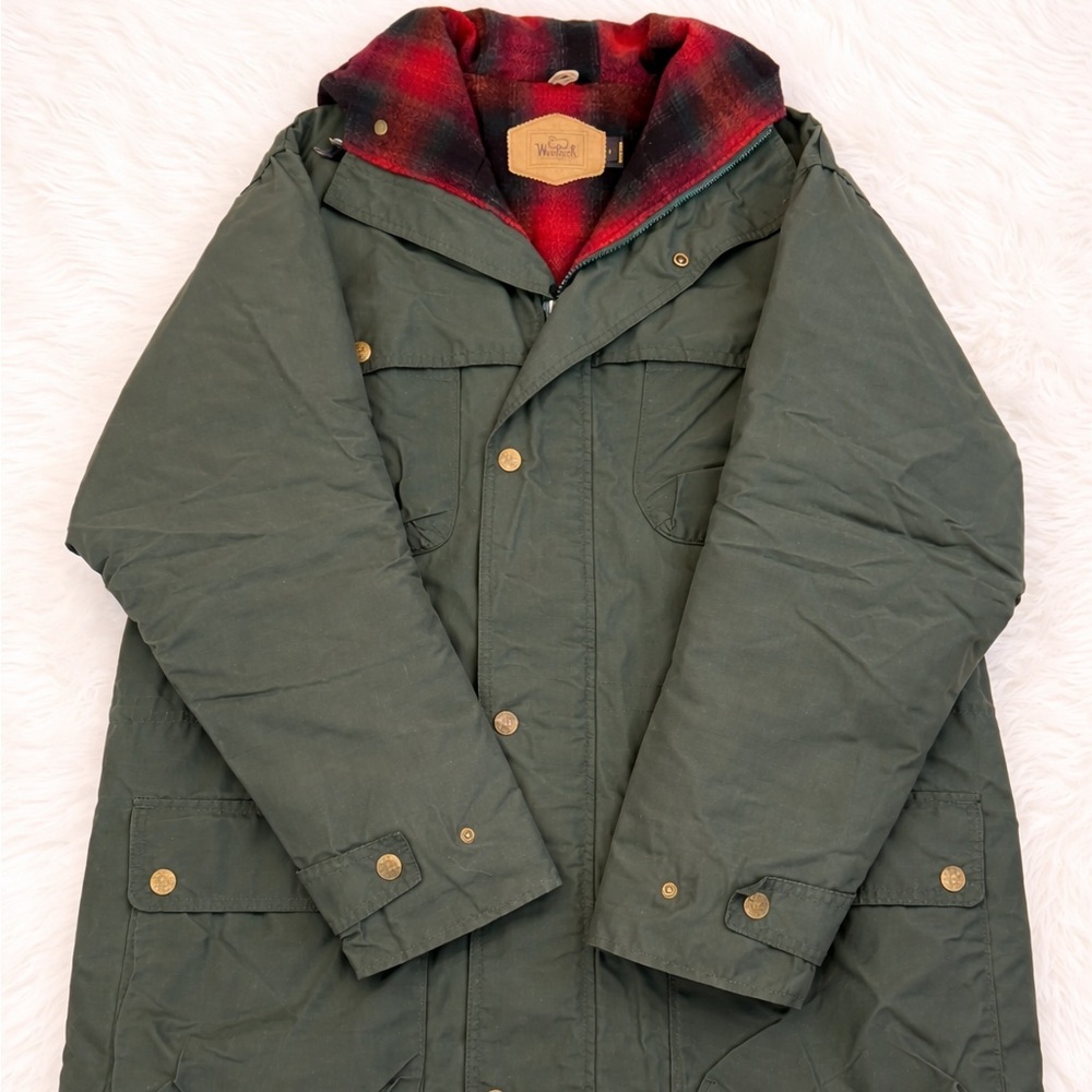 Vintage Woolrich Green Mountain Parka Red Buffalo Plaid Lined USA Large
